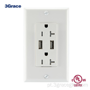 Receptáculo Smart USB Charger Wall Outlet